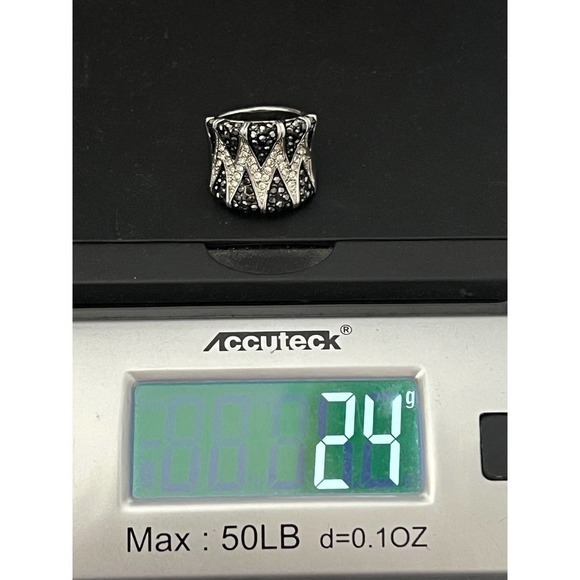 Black & White Crystal Pave Ring Cocktail Ring Thick‎ Band Size 9.5 - Picture 8 of 8